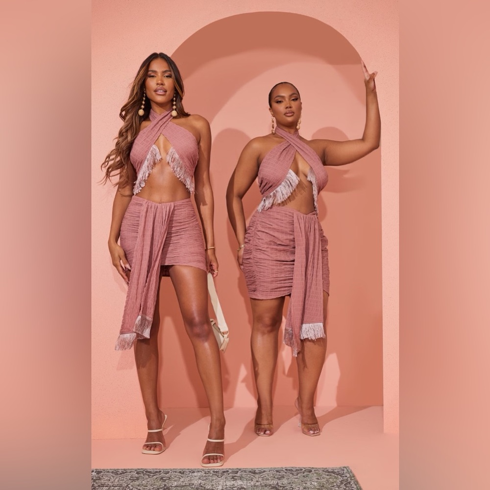 Textured tassel  skirt and top